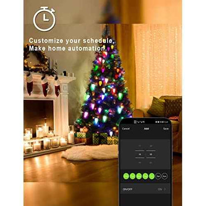 HIITEN Bluetooth C9 Christmas Lights Outdoor 39FT 50LEDs, DIY Chasing Effects Smart LED Christmas Lighting, APP Remote Controlled Extendable Color Changing Xmas Light with Timer Music Sync