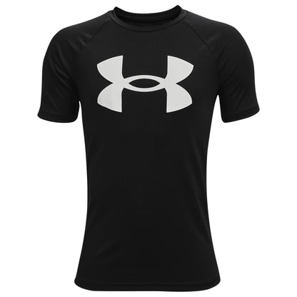 Under Armour Boys Tech Big Logo Short Sleeve T-Shirt , Black (001)/White , Large