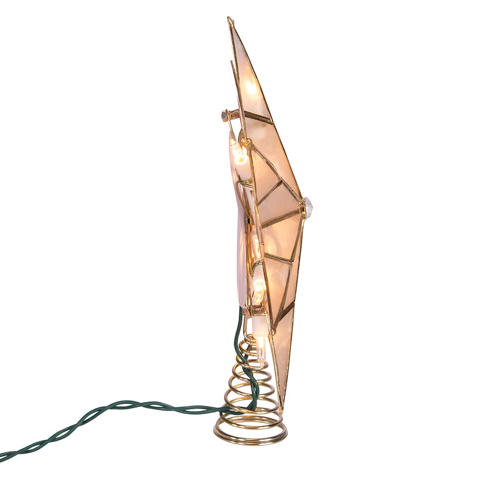 Kurt Adler UL 10L Capiz Double Tip Star with Center Gem Treetop