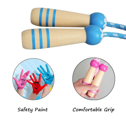 Jump Rope for Kids, Lorvain Adjustable Skipping Rope, Kids Jump Ropes with Wooden Handle for Girls Boys, Weighted Jumping Ropes for Fitness Workout Exercise Outdoor Fun Activity