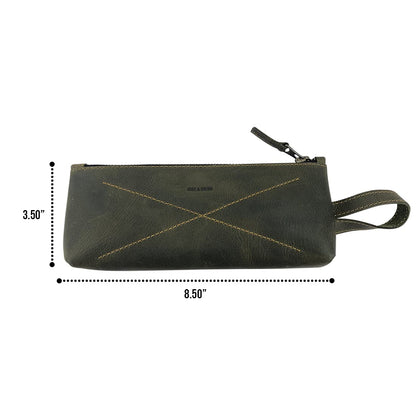 Hide & Drink, Carry-On Toiletry Bag, Pen and Pencil Case, Cable Organizer, Storage for Utensils, Travel Essentials, Full Grain Leather, Handmade, Bourbon Brown