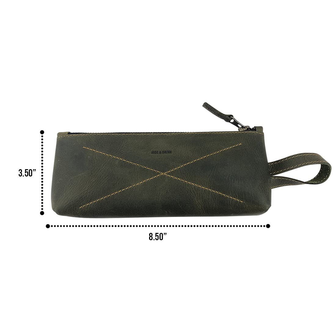 Hide & Drink, Carry-On Toiletry Bag, Pen and Pencil Case, Cable Organizer, Storage for Utensils, Travel Essentials, Full Grain Leather, Handmade, Dark Jade