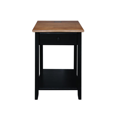 Casual Home Owl Night Stand with USB Port Charging Station and Drawer, 17.5" W x 14.25" D x 24.5" H, Natural Gray