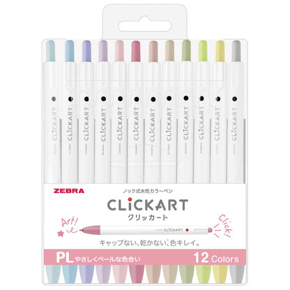 Zebra WYSS22-12CPL Clickart Water-Based Pen, PL12 Color Set