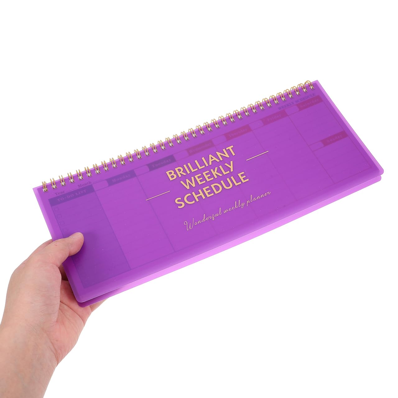LALAFINA Brilliant Weekly Scheduler Undated Desk Planner Calendar Planning Pad for Whole Year School Home Office, Purple, 12X4.8 Inch