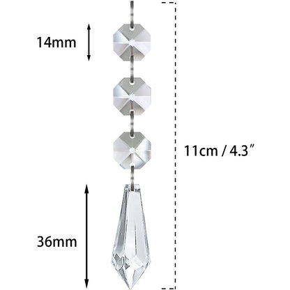 Jishi 30pk Crystal Ornaments for Christmas Tree Decorations, Acrylic Hanging Crystals for Centerpieces Home Decor, Clear Plastic Icicle Prism Drop Pendant w/Crystal Beads for Chandelier Party Supplies