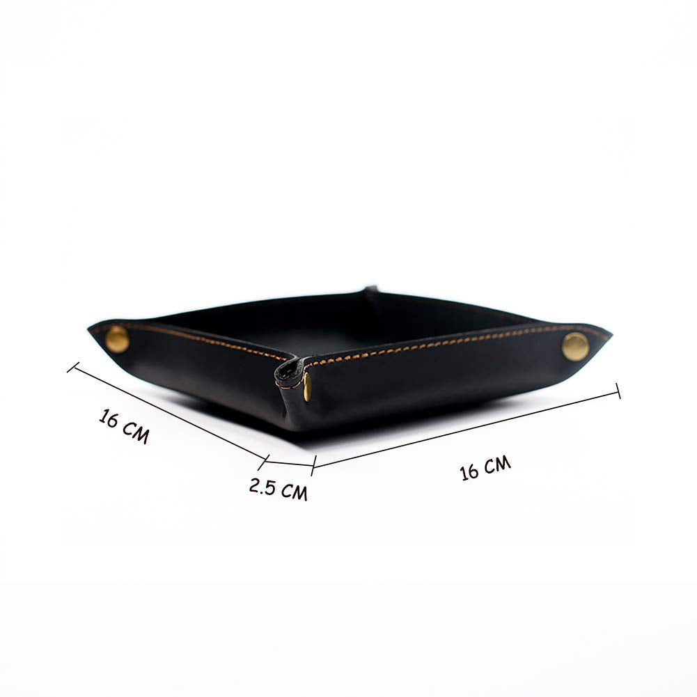 aolaso Valet Tray for Men, Leather Jewelry Key Coin Phone Wallet Tray Organizer Catchall Tray，Caddy Bedside Storage Box Christmas Day & New Year Gift