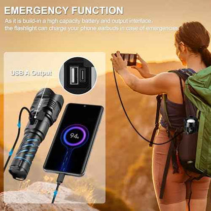 Esgreen Super Bright Rechargeable Flashlights High Brightness 3000 Lumens, Powerful Long Range LED Strong Big Flash Lights, Long Lasting USB C, LCD Digital Display, 5 Modes, Double Switches