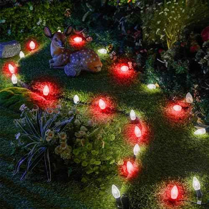 Minetom 50 Pack C9 LED Replacement Strawberry Christmas Light Bulb, Red and Pure White C9 Shatterproof Led Bulb for Christmas String Light, E17 Intermediate Base, Commercial Grade Dimmable Bulbs