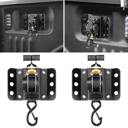 2PCS Retractable Tie Down Straps for 2015-2025 Ford F150, Retractable Ratchet Straps 10 Ft Self Retracting Tie Down with Boxlink Plates Mounted Brackets Bed Mount Heavy Duty Bolt on