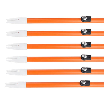 AMEYXGS 6/12pcs Archery Fiberglass Bowfishing Arrow Bow Fishing Arrows with Broadheads and Safty Slides for Compound and Bow Recurve Bow Fishing Hunting (6, Orange Type1)
