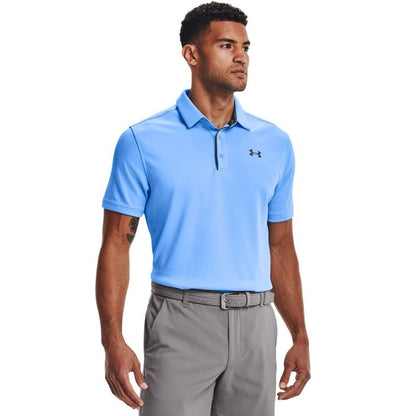 Under Armour Men's Tech Golf Polo, Carolina Blue (475)/Pitch Gray, Small