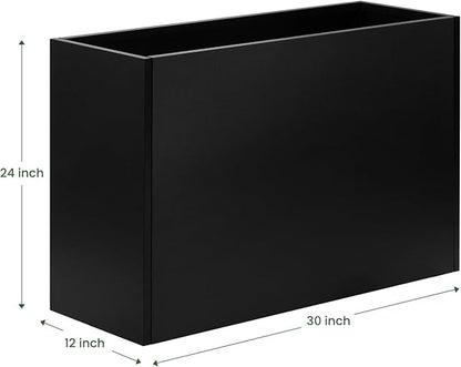 Heavy-Duty Steel Planter Box 30”x12”x24”, Rust-Resistant Large Outdoor & Indoor Plant Container, Metal Garden Box with Drainage Holes & Reinforced Edges