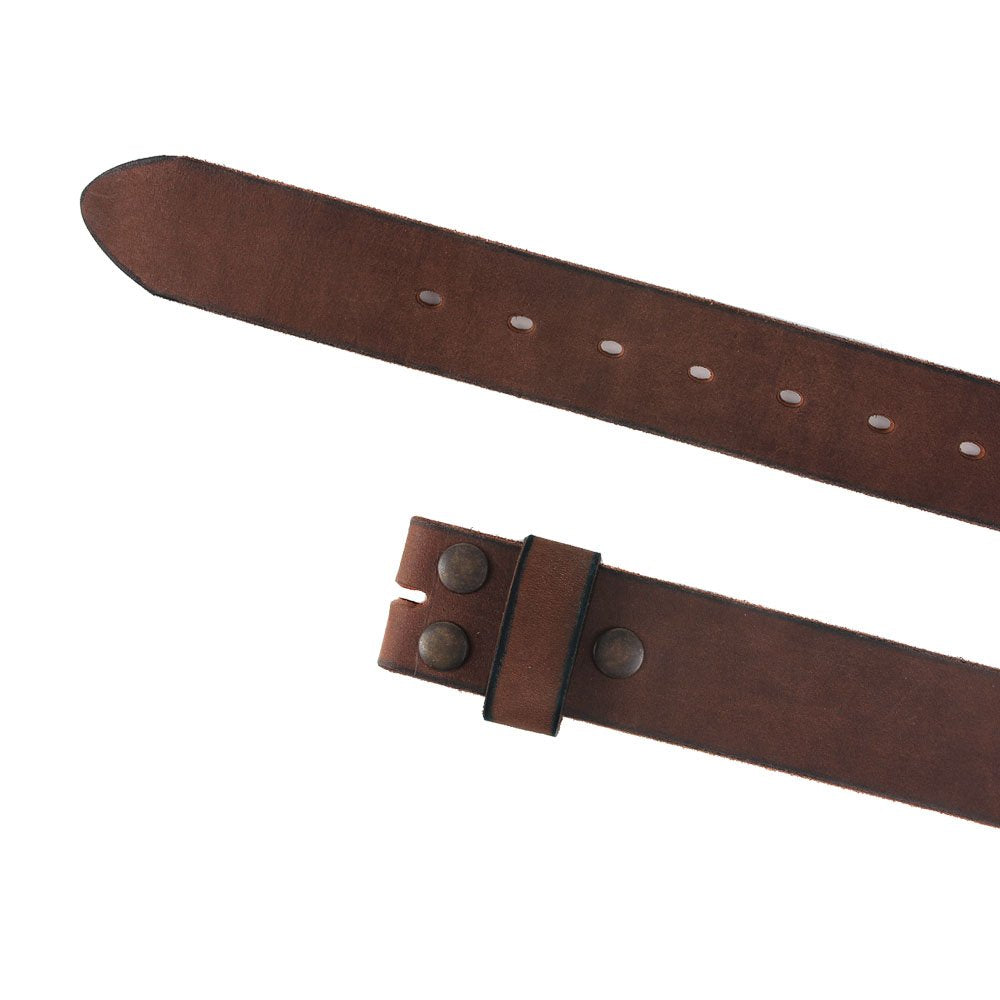 NPET Mens Leather Belt Full Grain Vintage Distressed Style Snap on Strap 1 1/2" Wide Coffee 36"-38"