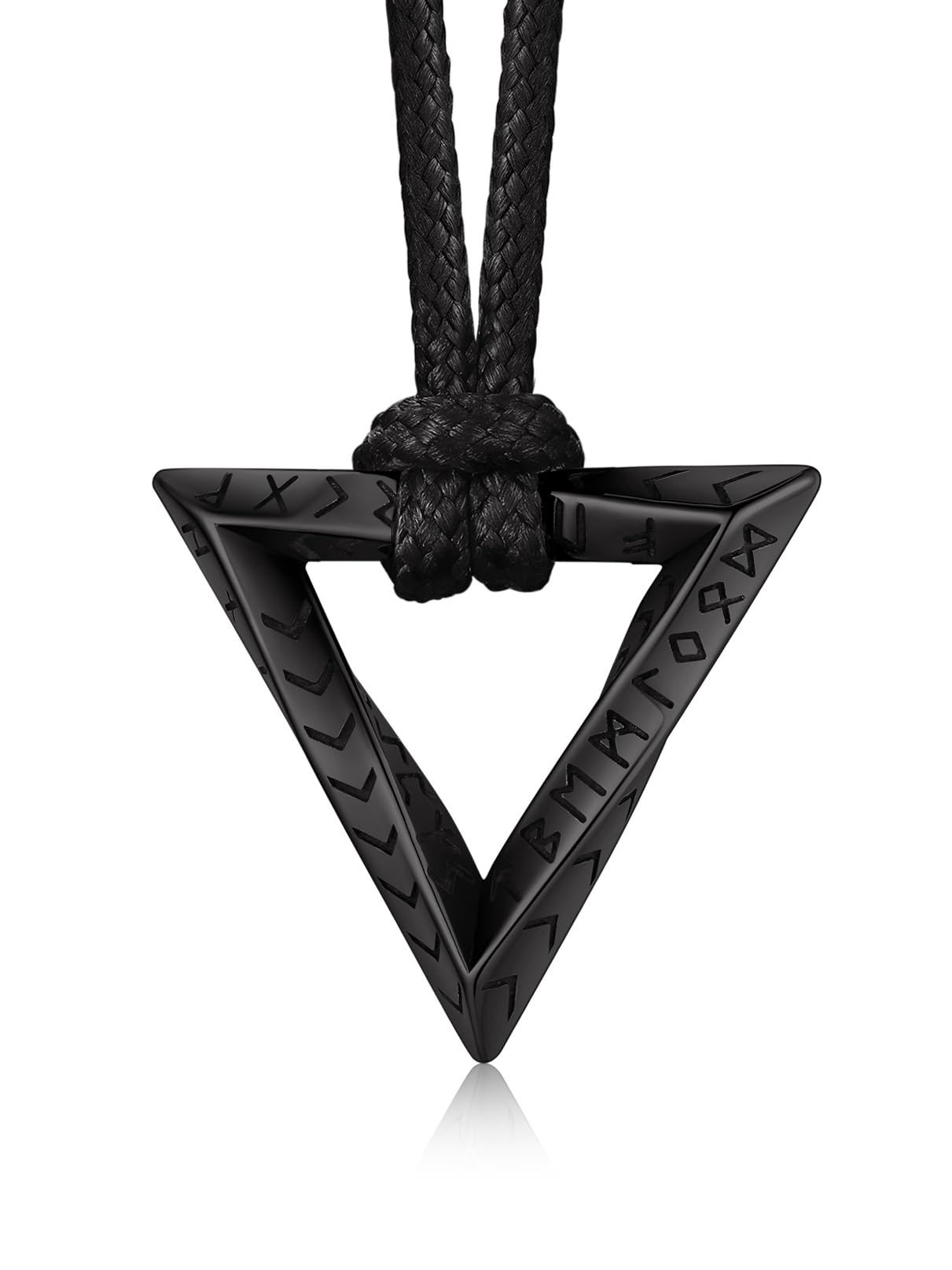 Bandmax Viking Pendant Necklace for Men Mobius Triangle Pendant with Rope Chain Mens Leather Wax Rope Chain Necklace Gift for Father Husband Son