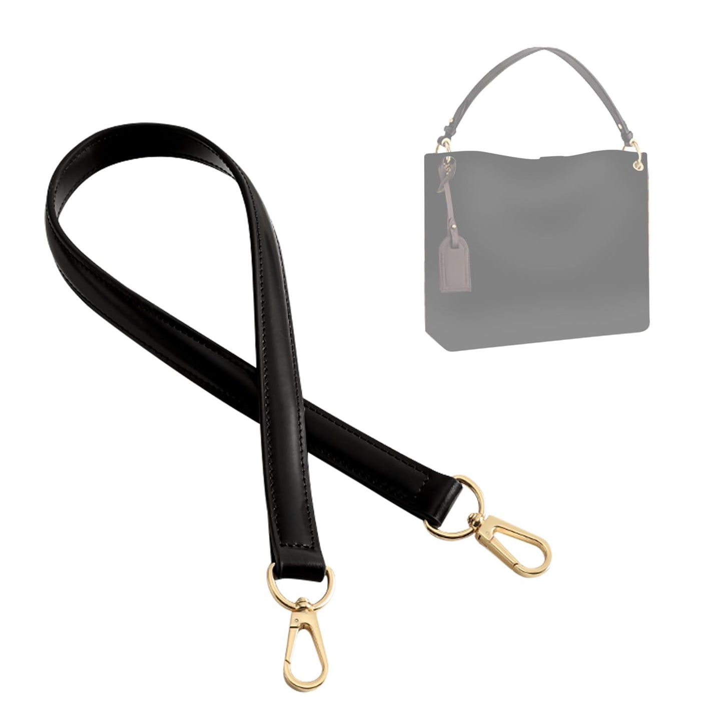 jiesinlov Vachetta Leather Replacement Straps Purse Shoulder Strap Accessories for Graceful Tote Hobo Speedy25 30 Alma And Dauphine pochette neno Bags(W0.7in,L25.6in-Black)