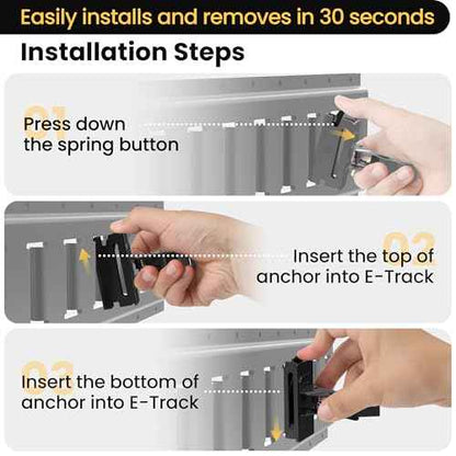 6 Pack E Track Tool Holder,Enclosed Trailer Accessories for Brooms, Poles, Shovels,Rakes,Etrack Accessories for Trailer Organizer - (Black - M2