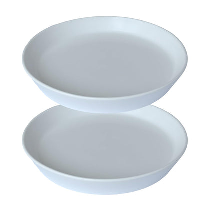 Plant Saucer 8 Inch, 2 Pack Large Plant Saucers Ceramic Tray 8 inch (7.3" Inner) for Flower Pot, Classic Sturdy Planter Water Catcher Tray for Plant Base,White
