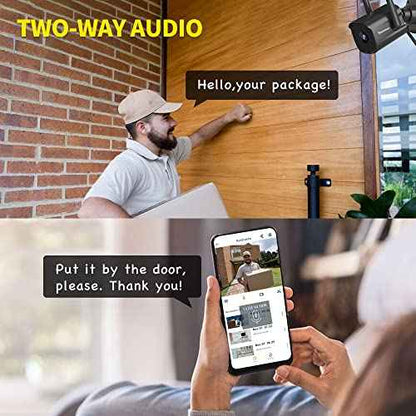 Septekon 2K Outdoor Security Camera 3MP, 2.4G Wired WiFi Camera with Night Vision, IP66 Waterproof, AI Human Motion Tracking, 2-Way Audio, Black