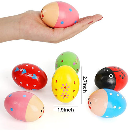 SallyFashion 6 PCS Wooden Shaker Eggs for Toddlers, Egg Maracas Percussion Shakers Musical Instruments for Party Favors Goodie Bag Stuffers Classroom Prizes