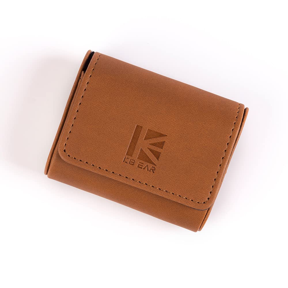 KBEAR Earphone Case Headphone Carrying Case, Travel Portable IEM Earbuds Storage Bags, Lightweight PU Leather Storage Bag Case Holder Box for in Ear Monitor Earbuds, Eartips and Cables (Brown)