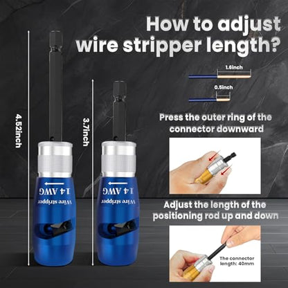 Wire Stripper for Drill, 6/8/10/12/14AWG Wire Twister Tool for Drill, Wire Stripping and Twisting Tool Kit, 25 PCS Wire Nuts, Electric Drill Wire Stripper for Quick & Efficient Use