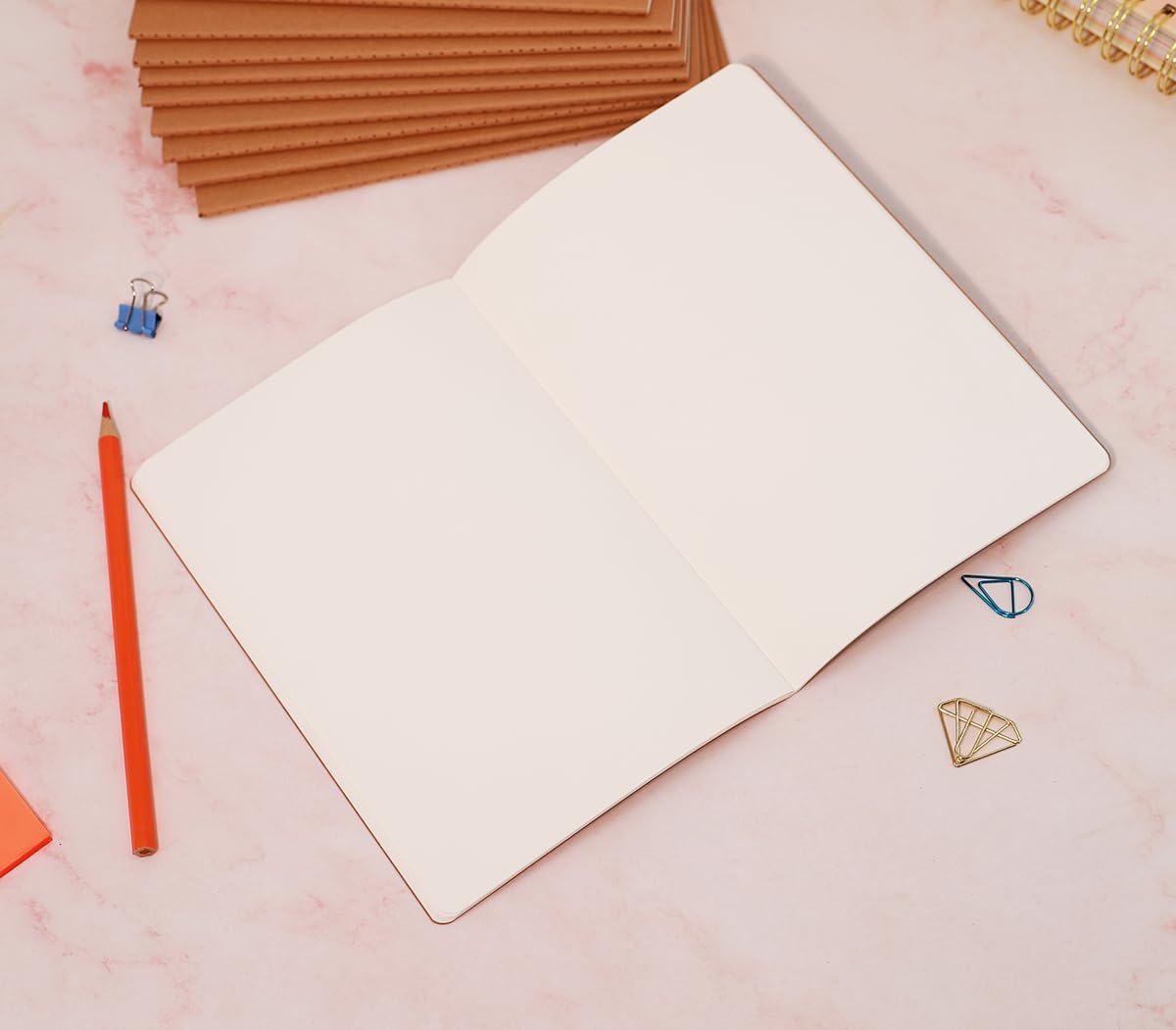FAWTEEM 24 Pack A5 Blank Notebook Bulk Kraft Cover Blank Sketch Book Pad Travel Journals Composition Diary Subject Notebooks Planner 60 Pages, 8.3”x 5.5”