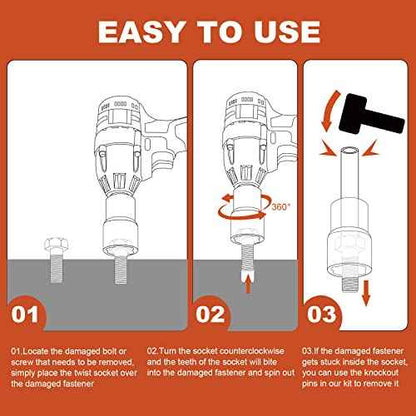 17mm 1/2" Drive Lug Nut Remover for Damaged, Rusted, Nuts & Screws, Twist Socket, 1 Piece