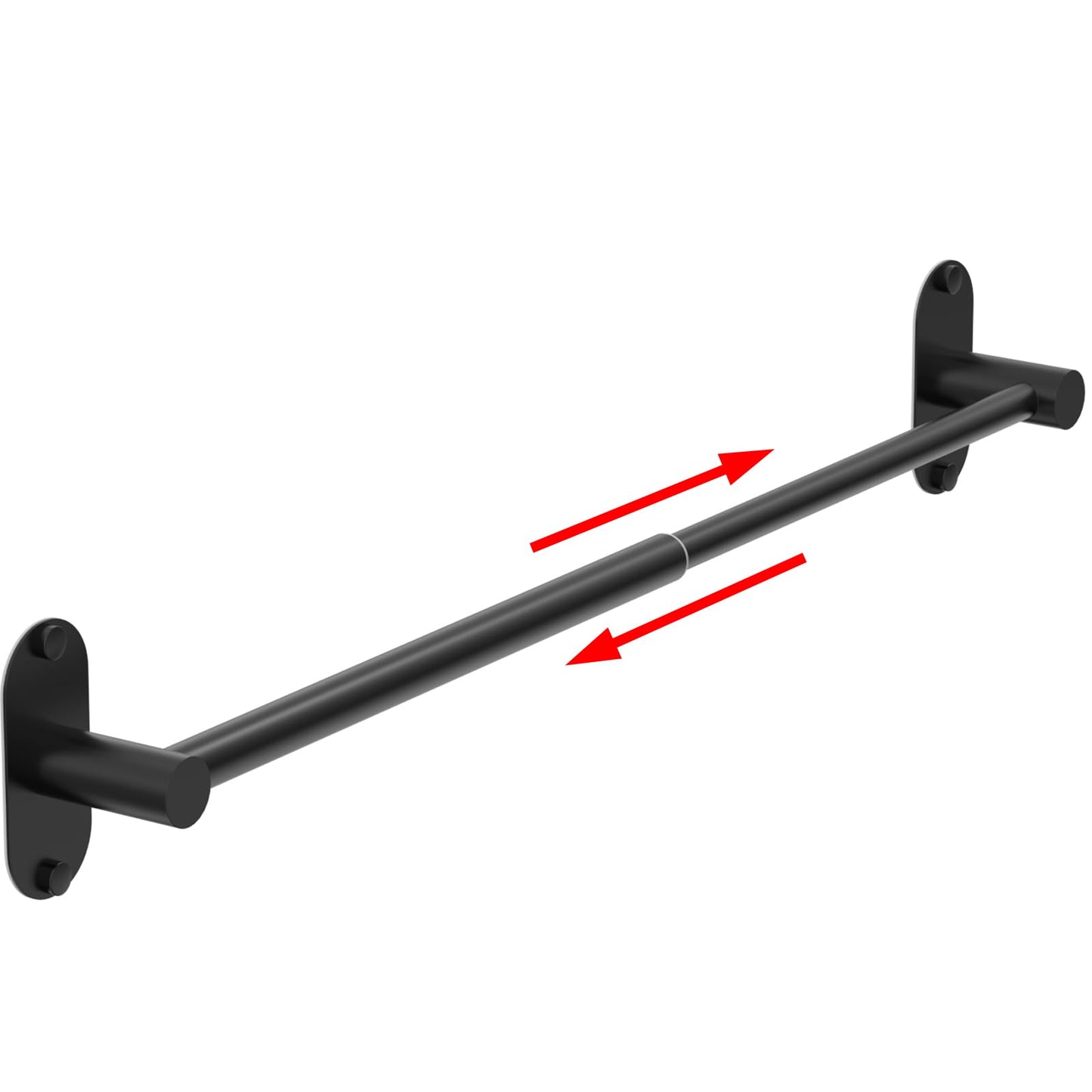 MIROAMZ Towel Bar, Adjustable 14.4inch - 25.2inch Towel Rack, Self Adhesive Wall Mounted for Bathroom Kitchen Hand Towel Holder Cloths Hanger 304 Stainless Steel Organizer Single Bar (1, Matte Black)
