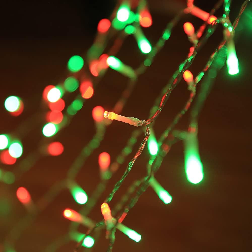 Outdoor Christmas Decorations Star Lights String,317 LED 11.5 ft Christmas Tree Lights, 8 Memory Lighting Modes&Timer Christmas Star Light for Yard,Festival,Party, Decorations (Green+Red)