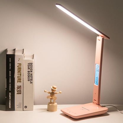 Multifunctional LED Desk Lamp with Wireless Charger,USB Charging Port,Clock,Phone Holder,Desk Lamps for Home Office,Eye-Caring Reading Lamp,Study Lamp for Boys,Girls,Teens,White
