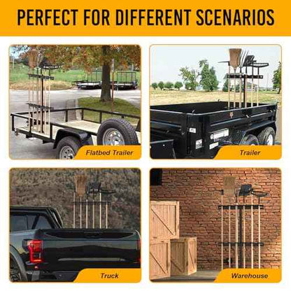 Trailer Tool Rack Shovel Holder - Shovel Rack for Trailer with 6 Tool Holes with Rubber Grommets