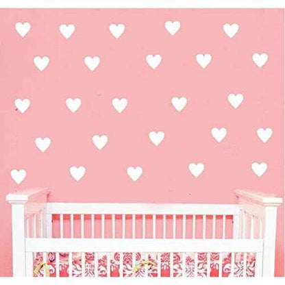 Heart Wall Decals Set ? 96pcs 2-Inch Removable Vinyl Stickers for Kids Bedroom, Nursery, Playroom ? Gender Neutral DIY Decor for Boys and Girls YYU-19 (White)