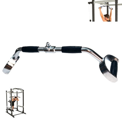 qibylift Wide Grip Lat Pull Down Bar Cable Attachment LAT Pull Down Bar Press Down Machine Attachments V-Shaped Bars with Rubber Handgrips & Revolving Hanger(28 Inch)