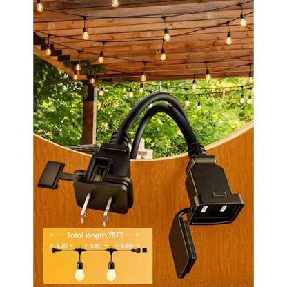 Svater Outdoor Led String Lights 75 FT, Patio Lights for Outside with 26pcs S14 Shatterproof Bulbs, IP65 Waterproof Commercial Grade Market Light, 1 Watt E26 Dimmable 2700K Warm White