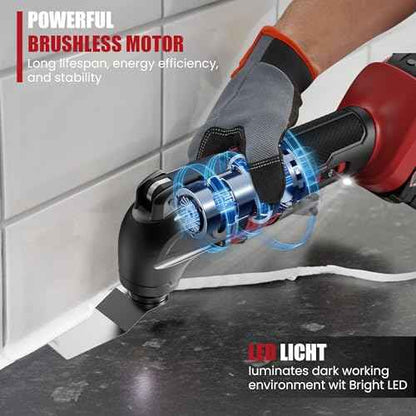 Oscillating Multi-Tool Kit Compatible With MILWAUKEE 18V Battery,Cordless Oscillating Tools With Brushless Motor,6 Speed,22PCS Accessories,4¡Æ Oscillation Angle for Cutting/Grinding/Sanding(Tool Only)