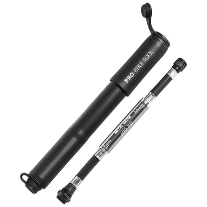 Pro-Bike Tool Mini Bike Pump with Gauge - Fits Presta & Schrader - Accurate Inflation - Mount Kit incl. - 100 PSI