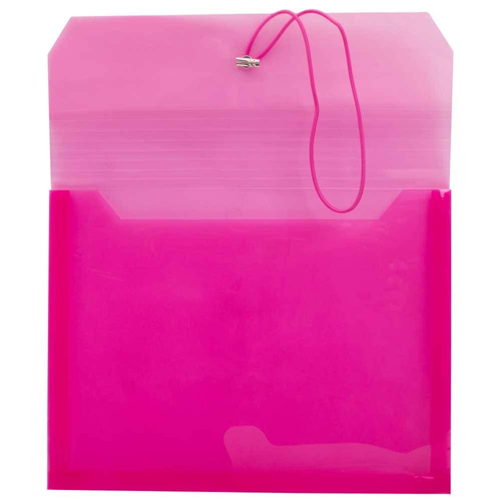 JAM PAPER Plastic Expansion Envelopes with Elastic Band Closure - Letter Booklet - 9 3/4 x 13 with 2.5 Inch Expansion - Assorted Colors - 6/Pack