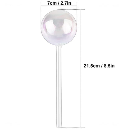 [6 PCS] Light Iridescent Rainbow Gradient Color Clear Glass Self-Watering System Spikes, Automatic Plant Waterer Bulbs