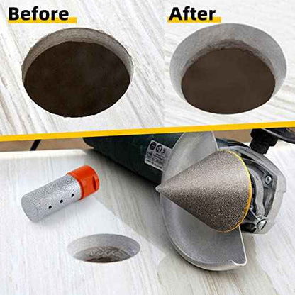 Diamond Beveling Chamfer Bits with 5/8-11" Thread Adapter, 1-7/8"(48mm) Chamfer Cone 25mm Diamond Finger Milling Bit, Diamond Countersink Drill Bit for Existing Holes Enlarging Shaping Trimming