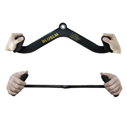 BLUSLM LAT Pull Down Bar for Cable Machine, LAT Pulldown Attachments T-bar V-bar Cable Attachment for Gym, Back Tricep Strength Training Handle