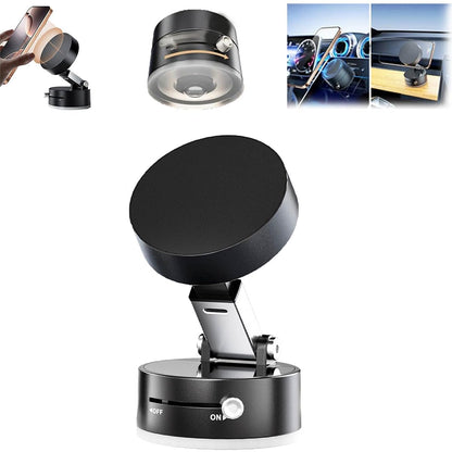Foldable Magnetic Vacuum Phone Holder, 360° Electric Suction Car Mount, Double-Sided Swivel Stand for Car, Mirror, Gym, Kitchen, Hands-Free Portable Phone Holder (Pink)