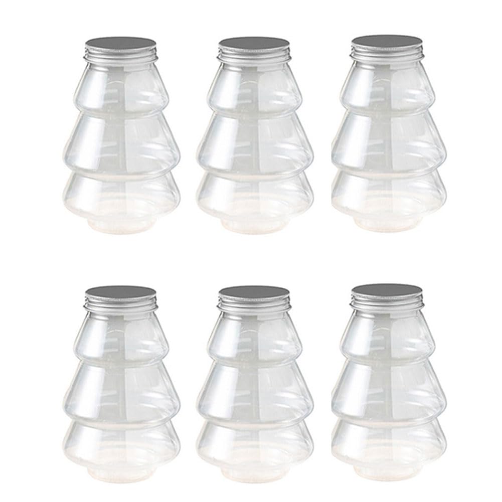 esowemsn 6PCS Clear Plastic Candy Boxes Christmas Tree Shaped Sweet Jar Christmas Favor Boxes Chocolate Treat Party Favor Jar Container Holders for Christmas Party Decorations