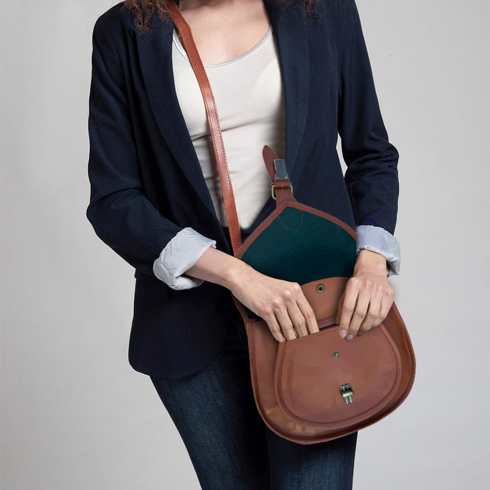 RUSTIC TOWN 11 inch Small Brown Leather Crossbody Satchel Bag Vintage Purses Handbags for Women