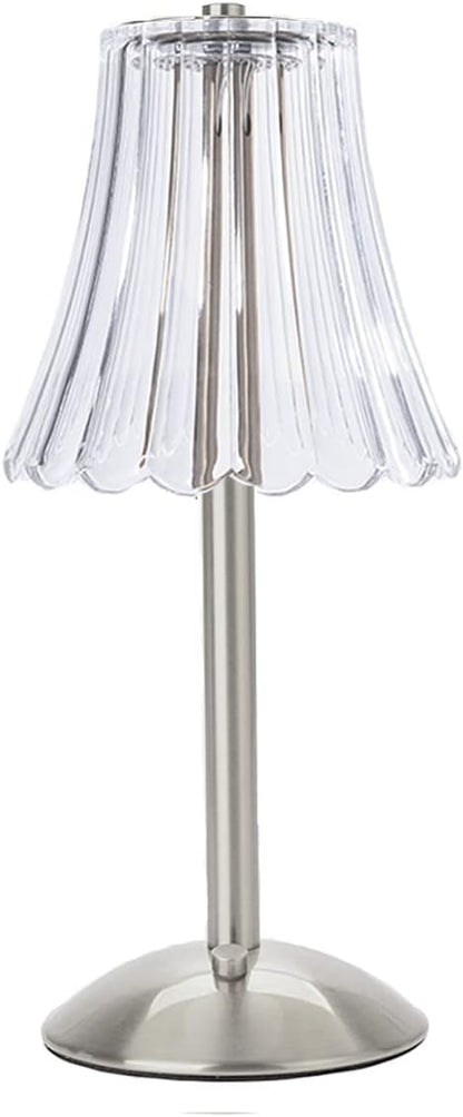 Cordless Table Lamps for Home,Table,Dining Room, Gold Rechargeable Lamps, USB Charge 12'' Tall LED Brass Portable Outdoor Indoor Table Lamp with Built-in Dimmer (Silver-Flower)