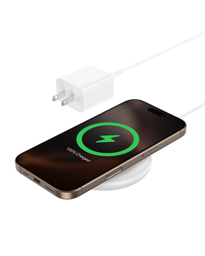 Belkin Magnetic Wireless Charging Pad 15W - MagSafe-Compatible Qi2-Certified Wireless Charging Station, iPhone Charger for Apple iPhone 16, 15, 14 Series, AirPods w/Non-Slip Base - Black (No PSU)