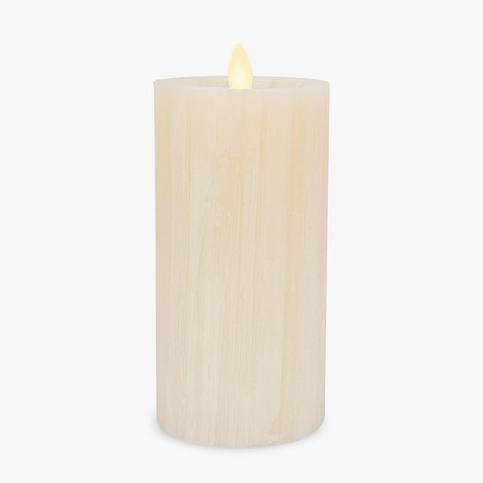 Luminara Selenite Looking Flameless Candle, White Swan 3" x 6.5", Battery Operated Real Wax Moving Flame LED Pillar w/Timer, Home Decor Unscented