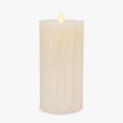 Luminara Selenite Looking Flameless Candle, White Swan 3" x 6.5", Battery Operated Real Wax Moving Flame LED Pillar w/Timer, Home Decor Unscented