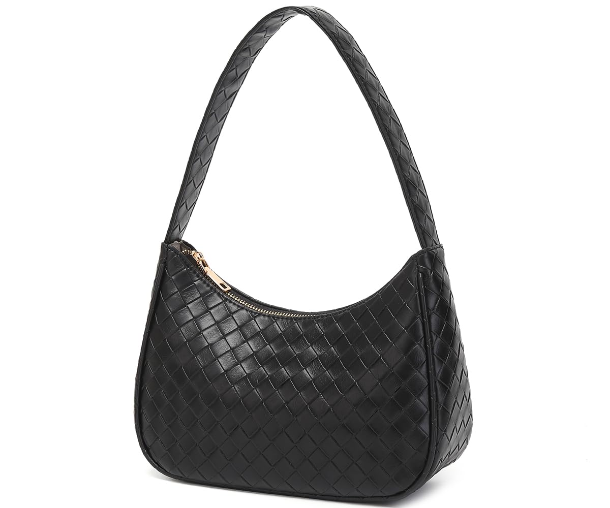 CYHTWSDJ Shoulder Bags for Women, Cute Hobo Tote Handbag Mini Clutch Purse with Zipper Closure (BZ black)