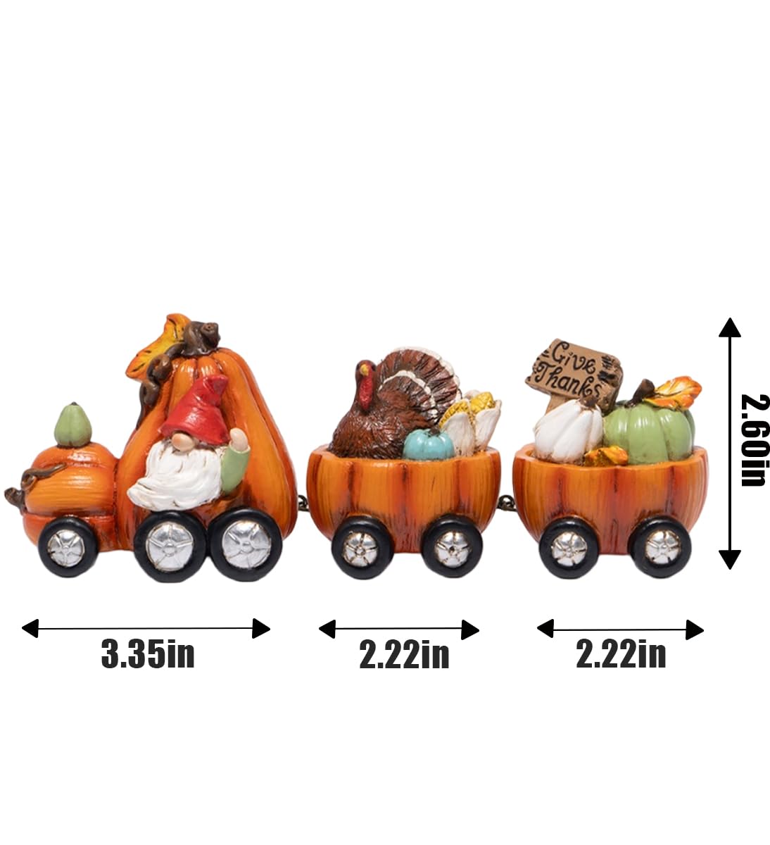 Hodao Thanksgiving Decor Indoor, Fall Resin Pumpkin Train Figurine with Gnome & Turkey, Cute Autumn Harvest Tabletop Decoration for Home, Perfect Fall Gift for Family Friends